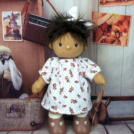 Keidung Kleid Blumen + Bandana passend für Puppen 35 cm Neu 