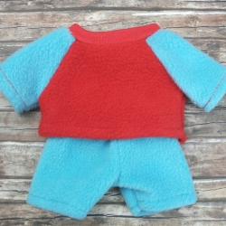 Shirt + Hose rot türkis passend für Äffchen Stofftiere 20 cm Neu