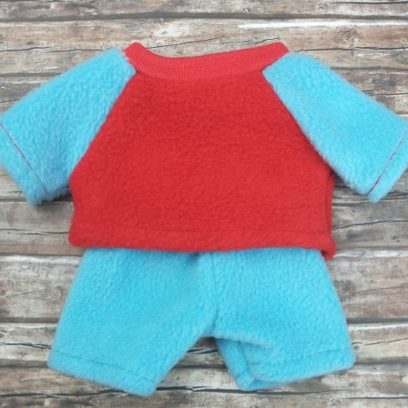 Shirt + Hose rot türkis passend für Äffchen Stofftiere 20 cm Neu