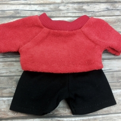 Shirt + Hose rot schwarz passend für Äffchen Stofftiere 20 cm Neu