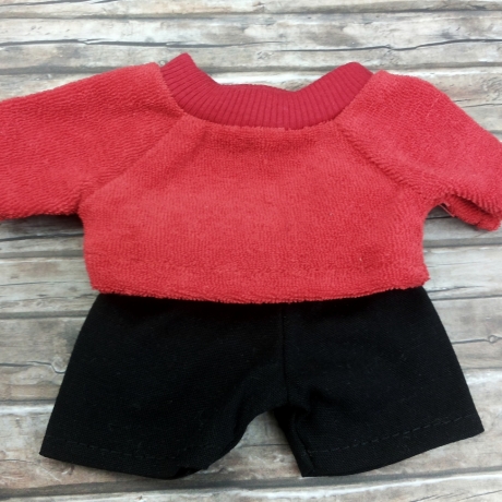 Shirt + Hose rot schwarz passend für Äffchen Stofftiere 20 cm Neu