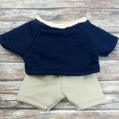 Shirt + Hose Blau Braun passend für Äffchen Stofftiere 20 cm Neu