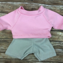 Shirt und Hose Grau Rosa Kleidung passend für Äffchen  20 cm Neu