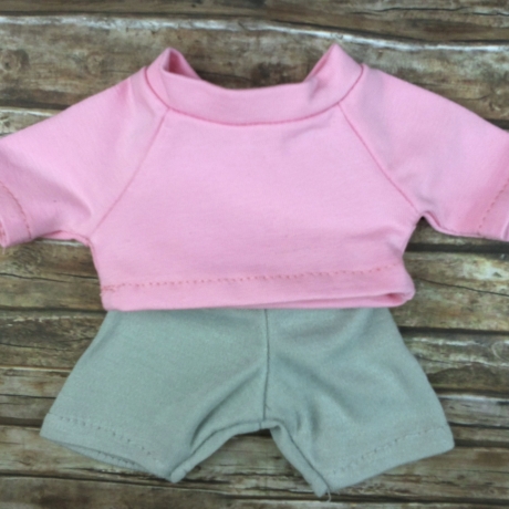 Shirt und Hose Grau Rosa Kleidung passend für Äffchen  20 cm Neu