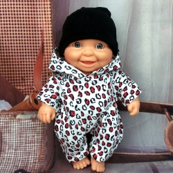 Jumpsuit / Overall und Mütze passend für Mini Puppen 21 cm Neu