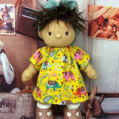 Puppenkleidung Kleid gelb + Bandana passend für Puppen 35 cm Neu 