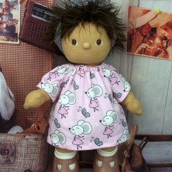 Kleid + Bandana Rosa Grau Keidung passend für Puppen 35 cm Neu 