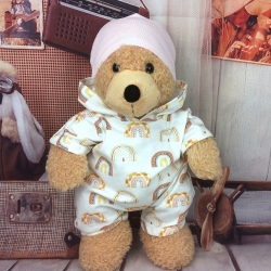 Overall Mütze Regenbogen Kleidung passend für Bären 28 cm Neu