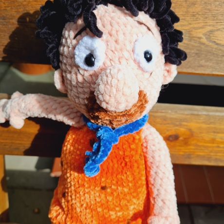 Fred Feuerstein, Unikat, Amigurumi,  ca. 40 cm, gehäkelt 