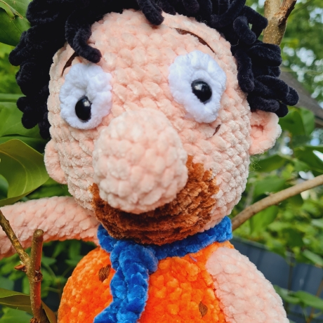 Fred Feuerstein, Unikat, Amigurumi,  ca. 40 cm, gehäkelt 