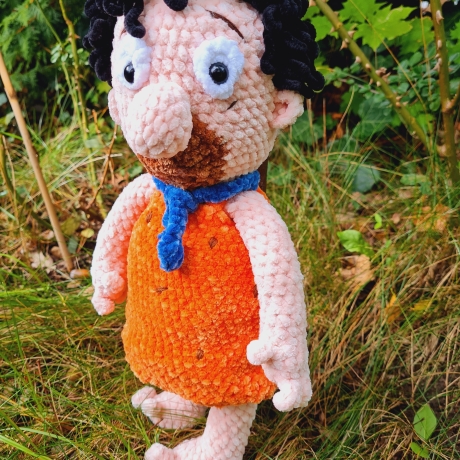 Fred Feuerstein, Unikat, Amigurumi,  ca. 40 cm, gehäkelt 
