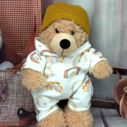 Bärenkleidung Overall Mütze Regenbogen passend für Bär 23 cm Neu