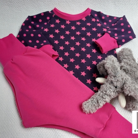 Babyset Shirt und Hose Sterne pink Gr. 62/68