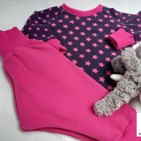 Babyset Shirt und Hose Sterne pink Gr. 62/68