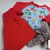 Babyset Shirt und Hose Bauernhof rot  Gr. 62/68