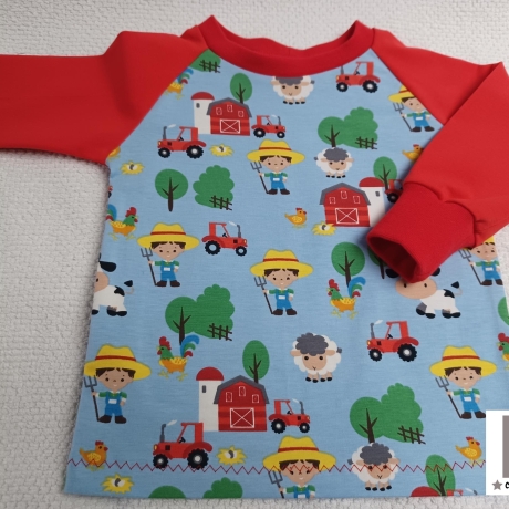 Babyset Shirt und Hose Bauernhof rot  Gr. 62/68