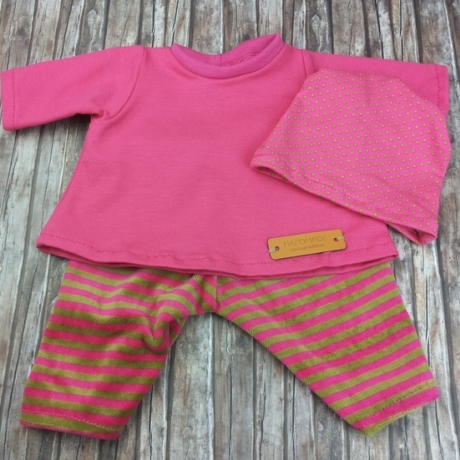 Puppenkleidung Tunika Hose Mütze passend für Babypuppen 43 cm Neu