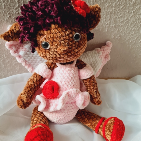 Sommerelfe, Unikat, Amigurumi ca. 35 cm gehäkelt 
