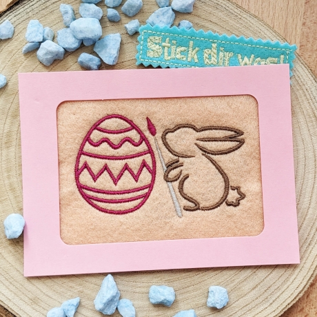 *Hase mit Ei* Satinstick und Redwork 6x Stickdatei stickdirwas