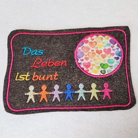 2x Stickdatei ITH Buntes Leben Mugrug Untersetzer