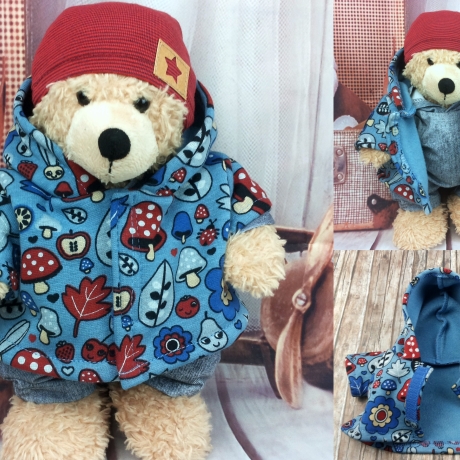 Bärenkleidung Jacke Pilze passend für Bären Stofftiere 28 cm Neu