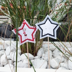 Stern Applikation für Blumenstecker und Anhänger 6x Stickdatei