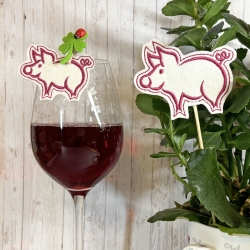 Schwein 5 x Stickdatei Stabdatei Anhänger Einzelmotive Schwein 5 x Stickdatei Stabdatei Anhänger Einzelmotive