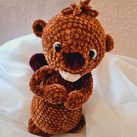 Biber, Unikat ca. 24 cm, Amigurumi gehäkelt 