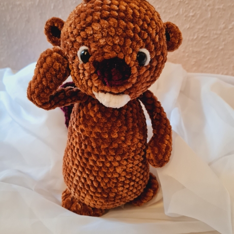 Biber, Unikat ca. 24 cm, Amigurumi gehäkelt 