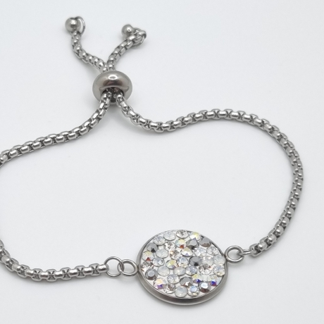 Armband verstellbar mit Swarovski® Chatons Weiß Silber (SCA9)