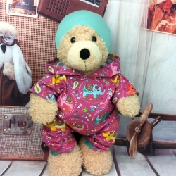 Bärenkleidung Overall und Mütze Fuchsia passend für Bär 23 cm Neu