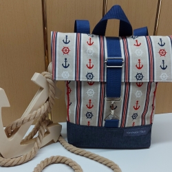 Kindergartenrucksack, Rucksack maritim in natur und blau
