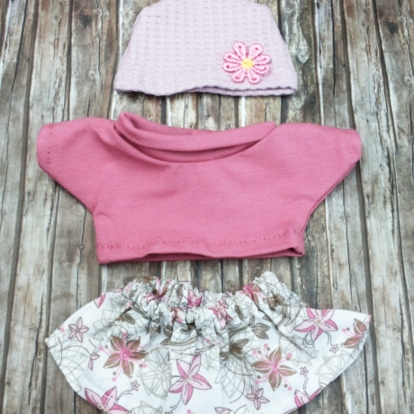 Oberteil mit Rollkragen Rock Mütze passend für Äffchen 20 cm Neu