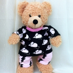 Shirt und Hose rosa schwarz Kleidung passend für Bären 28 cm Neu