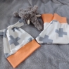 Babyset Pumphose und Mütze Kreuz grau weiß Gr. 62/68