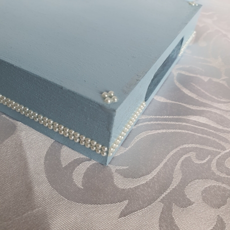 Handgefertigtes Design-Tablett 'Koi blau'