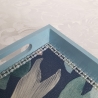 Handgefertigtes Design-Tablett 'Koi blau'