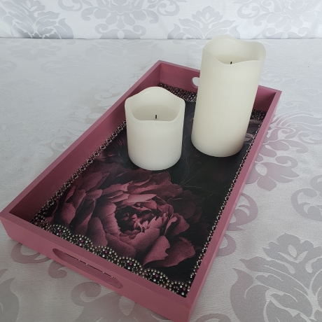 Handgefertigtes Design-Tablett 'Night-Flower'