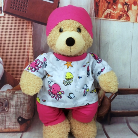 Bärenkleidung Shirt Hose Mütze passend für Bären 37- 40 cm Neu