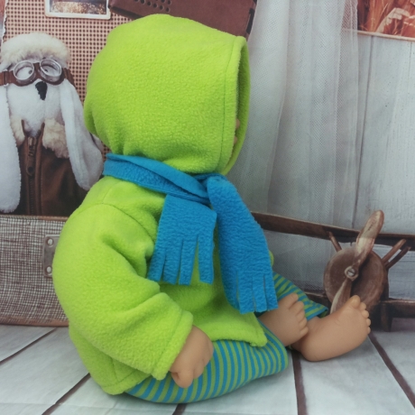 Jacke lime Hose Schal Kleidung passend für Baby Puppen 46 cm Neu