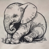 Stickdatei Elefant Cleo Baby sitzend realistisch