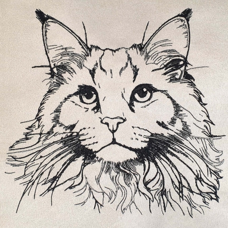 Stickdatei Maine Coon Katze Erni realistisch
