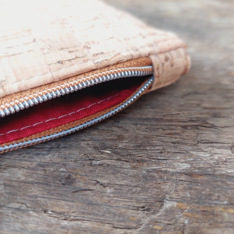Tasche aus KORK, D-Ring Täschchen, NATUR fair vegan handmade