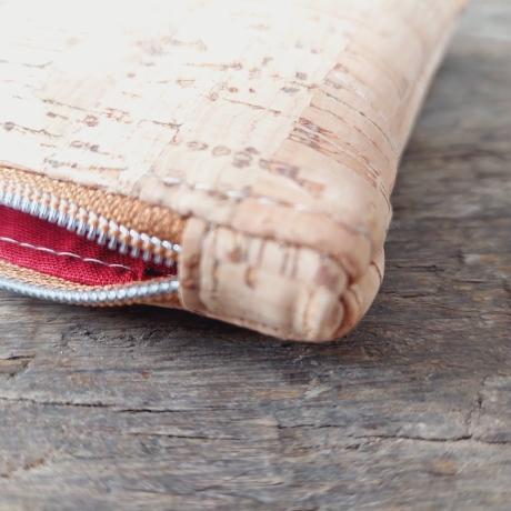Tasche aus KORK, D-Ring Täschchen, NATUR fair vegan handmade