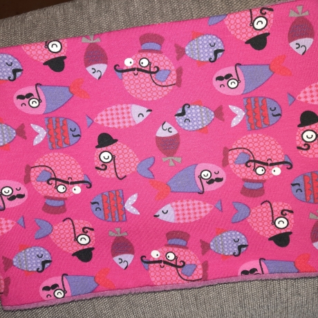 pinker Fische-Schlauchschal, Innenseite Fleece, Durchm.51 cm