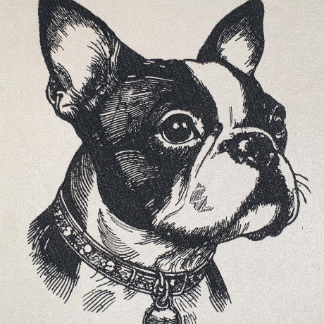 Stickdatei Boston Terrier Ignaz Hund realistisch