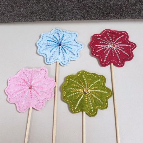 8x Feuerwerk Stickdatei Blumenstecker Lichterdeko stickdirwas