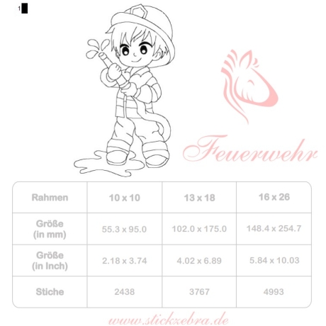 Feuerwehrmann Stickdatei – Ausmalmotiv für Kinder & Regentage