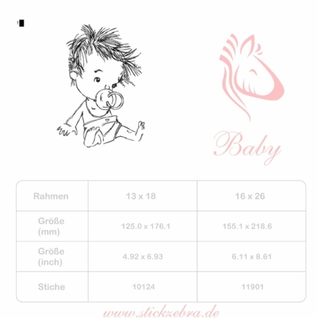 Baby Stickdatei – Baby mit Schnuller für liebevolle Nähprojekte