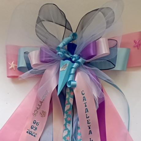 3D Schultütenschleife Deko Mini-Schultüte Farbwunsch und Name